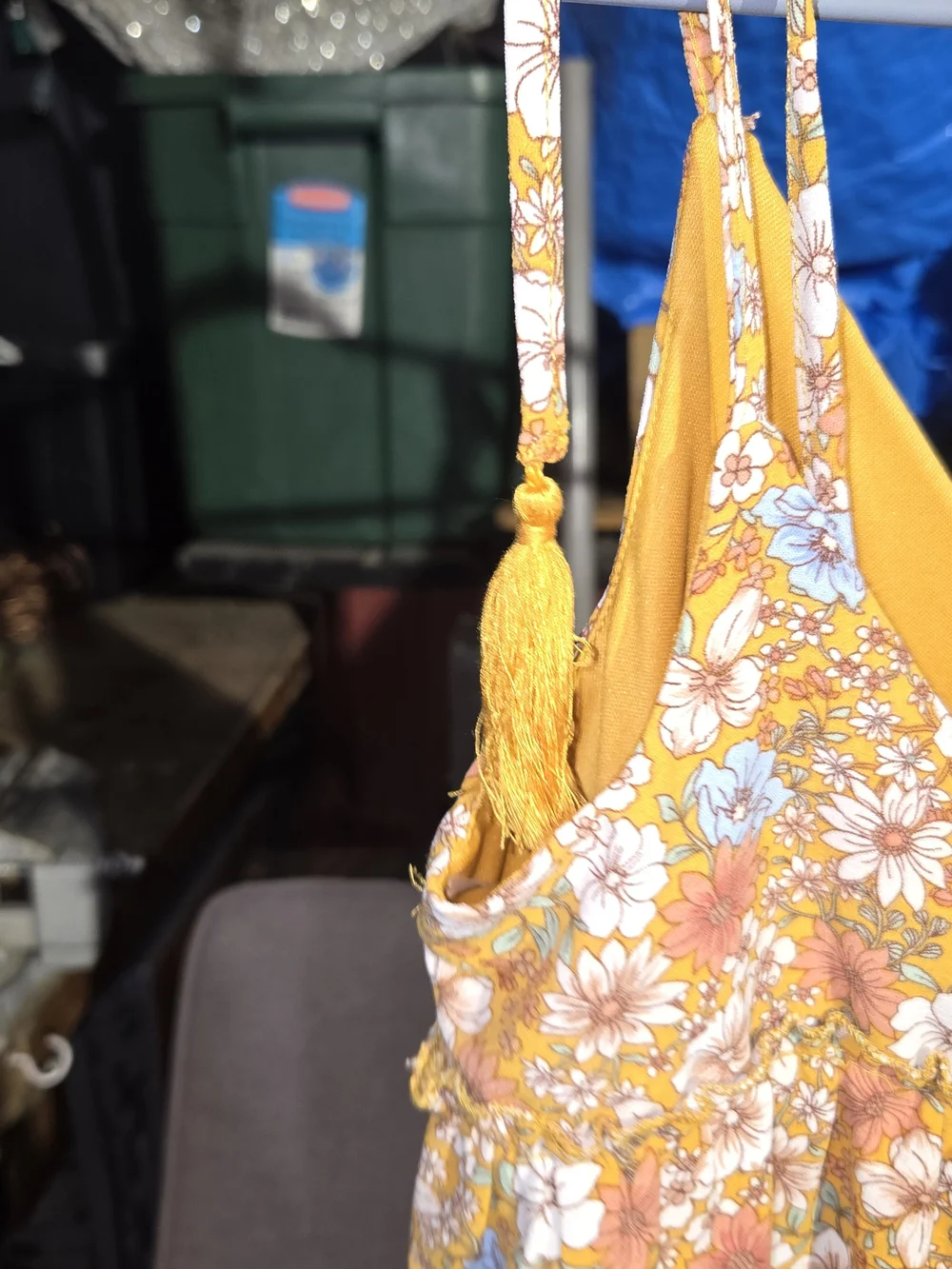 Mustard Floral A-Line Maxi Skirt with Smocked Waist